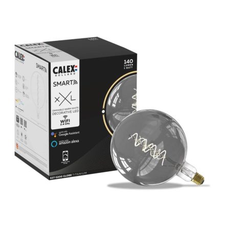 Dekoratív LED izzó E27 G200 SMART WiFi 5W 140lm 2100K TUYA Filament CALEX Globe Smoke