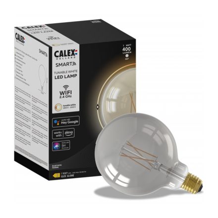 Dekoratív LED izzó E27 G125 SMART WiFi 7W 400lm TUYA Filament CALEX Globe Smoke