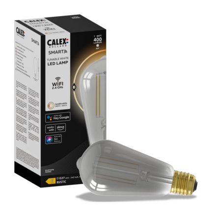 LED izzó E27 ST64 Edison Smoke SMART WiFi 7W 400lm TUYA Filament CALEX