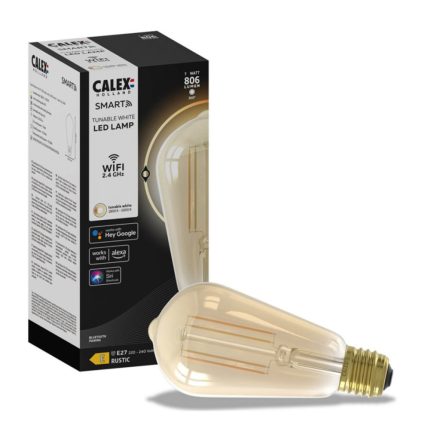 LED izzó E27 ST64 Edison Gold SMART WiFi 7W 806lm TUYA Filament CALEX