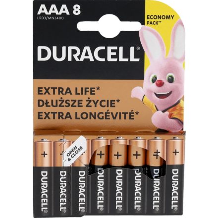 DURACELL Basic AAA LR03 alkáli elemek 8 db