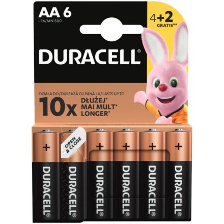 Duracell Basic AA LR6 MN1500 1,5 V alkáli elemek 6 db-os buborékcsomagolás