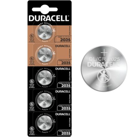 Speciális gombelemes lítium elemek DURACELL DL2025 CR2025 3V 5 db-os buborékcsomagolás