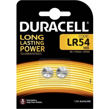 DURACELL LR54 G10 LR1130 1,5 V alkáli gombelemek 2 db-os buborékcsomagolás