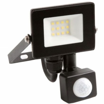 LED reflektor 10W 900lm 6500K IP65 fekete mozgásérzékelővel