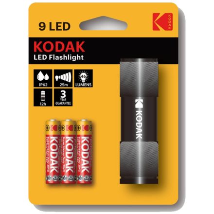 Kézi akkumulátoros LED zseblámpa FLASHLIGHT 46lm IP62 + 3xAAA fekete KODAK