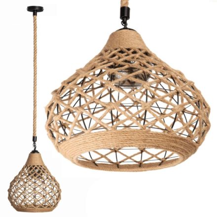 BOHO fonott juta ROPE függőlámpa LED E27 hosszú