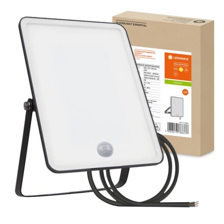 LED reflektor 50W 3000K 4250lm IP65 fekete LEDVANCE ESSENTIAL SENSOR mozgásérzékelővel