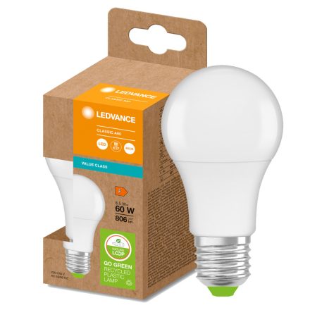 PCR LED izzó E27 A60 8.5W = 60W 806lm 4000K 200° Eco Recycling Neutral LEDVANCE