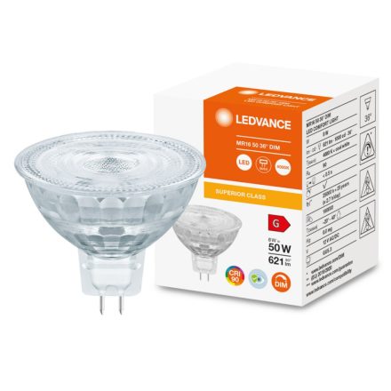 LED izzó MR16 12V 8W = 50W 621lm 4000K semleges 36° CRI90 szabályozható LEDVANCE Superior