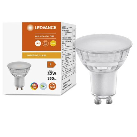 GU10 LED izzó 4.1W = 32W 350lm 2700K  120° CRI90 szabályozható üveg LEDVANCE Superior