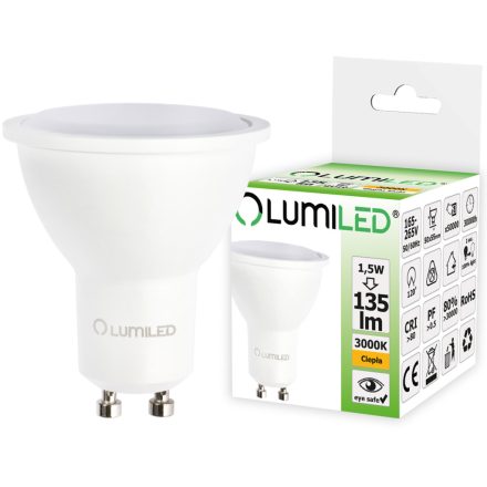 GU10 LED izzó 1,5W = 15W 135lm 3000K 120° LUMILED