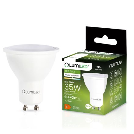 GU10 LED izzó 5W = 35W 470lm 4000K semleges 120° LUMILED