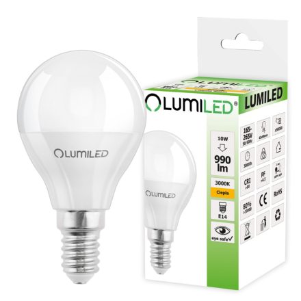 E14 P45 LED izzó 10W = 75W 990lm 3000K Meleg 180° LUMILED