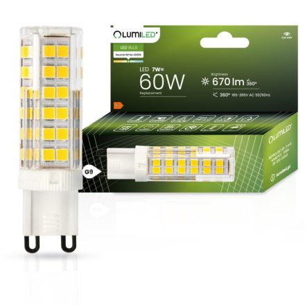 G9 LED izzó KAPSZULA 7W = 60W 670lm 4000K Semleges 360° LUMILED