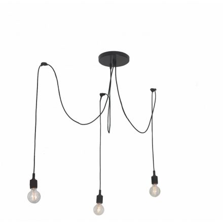 LED mennyezeti lámpa SOLETO 3xE27 Spider Loft Black Light Prestige