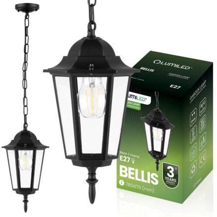 Kültéri függesztett kerti lámpa E27 LANTERN Fekete BELLIS LUMILED