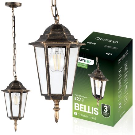 Kültéri függesztett kerti lámpa E27 LANTERN Patina BELLIS LUMILED