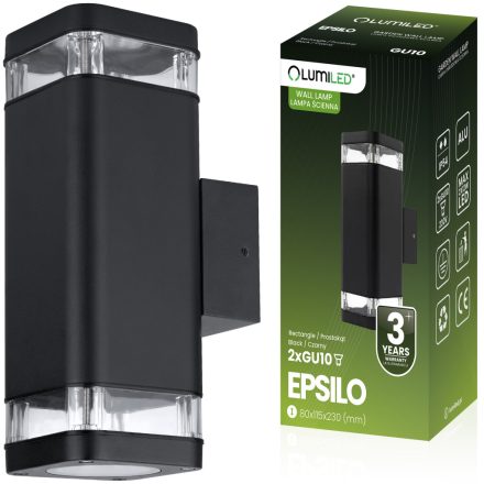 Kültéri kerti lámpa emelő fali lámpa 2x GU10 LED IP54 felső alsó EPSILO LUMILED