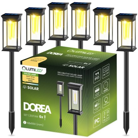 6x LED napelemes kerti lámpa 3000K IP65 dugaszolható DOREA LUMILED