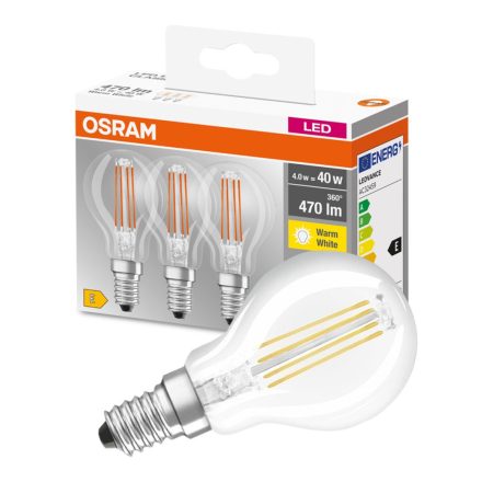 3dbLED izzó Gömb E14 P45 4W = 40W 470lm 2700K 320° OSRAM