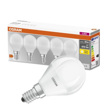 5PAK LED izzó E14 P45 5W = 40W 470lm 2700K  OSRAM 