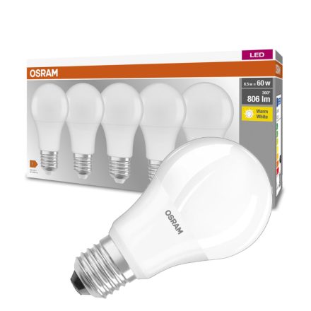 5db LED izzó E27 A60 8.5W = 60W 806lm 2700K  300° OSRAM 