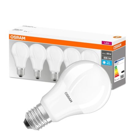 5db LED izzó E27 A60 8.5W = 60W 806lm 4000K semleges 300° OSRAM