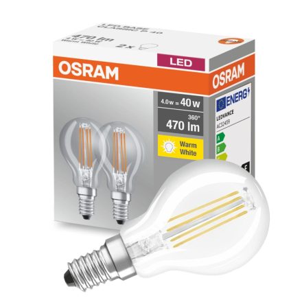 2db LED izzó E14 P45 4W = 40W 470lm 2700K OSRAM 