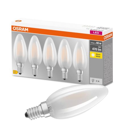 5PAK LED izzó E14 B35 4W = 40W 470lm 2700K 300° OSRAM 