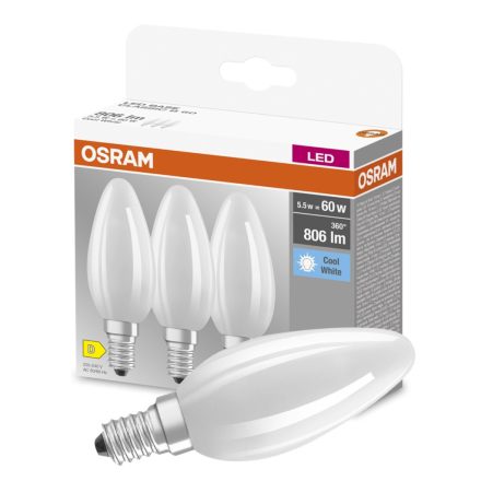 3db LED izzó E14 B35 5,5W = 60W 806lm 4000K semleges 300°-os izzószál OSRAM ALAP