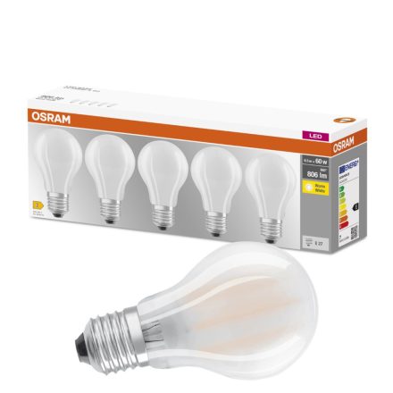 5PAK LED izzó E27 A60 7W = 60W 806lm 2700K  300° izzószál 