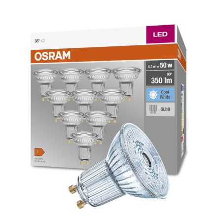 10PAK LED izzó GU10 4.3W = 50W 350lm 4000K Semleges 36° OSRAM