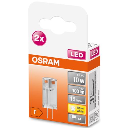 LED G4 KAPSZULÁS izzó 0,9W = 10W 100lm 2700K 320° OSRAM 2CSOMAG