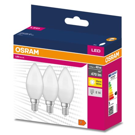 3db LED izzó E14 B35 4.9W = 40W 470lm 2700K OSRAM 