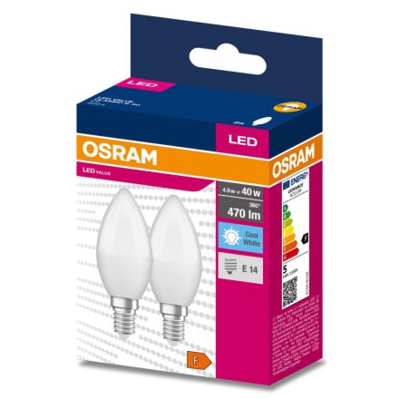 2db LED izzó E14 B35 4.9W = 40W 470lm 4000K Semleges 200° OSRAM ÉRTÉK