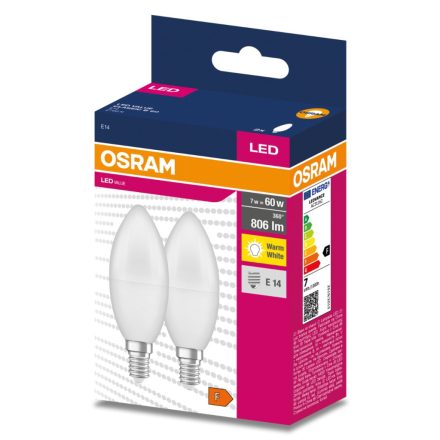 2db LED izzó E14 B35 7W = 60W 806lm 2700K  220° OSRAM 