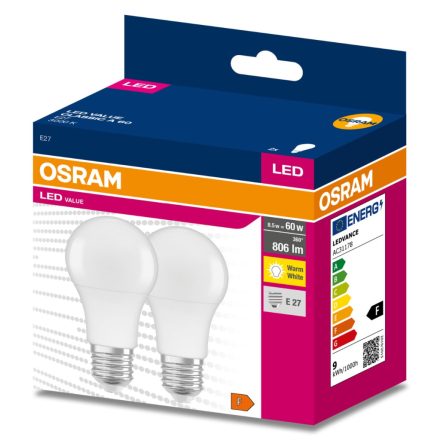 2db LED izzó E27 A60 8.5W = 60W 806lm 3000K  200° OSRAM ÉRTÉK