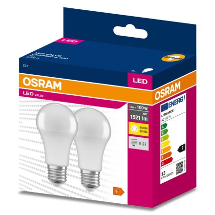 2PAK LED izzó E27 A60 13W = 100W 1521lm 3000K meleg 200° OSRAM ÉRTÉK