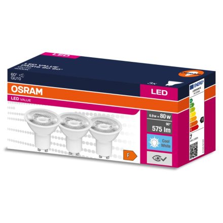 3DB LED izzó GU10 6.9W = 80W 575lm 4000K Semleges 60° OSRAM ÉRTÉK