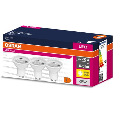 3DBLED izzó GU10 6.9W = 50W 575lm 2700K 120° OSRAM 