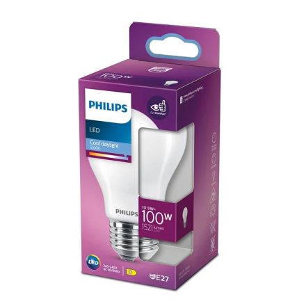 E27 A60 LED izzó 10.5W = 100W 1521lm 6500K Cold Filament Milky PHILIPS