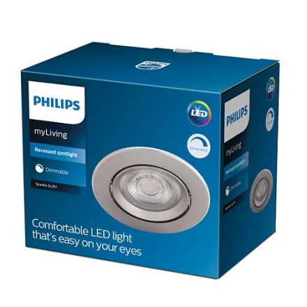 Süllyesztett halogén LED SPARKLE 5W 2700K szabályozható kerek szatén lámpatest PHILIPS