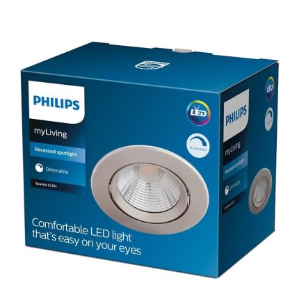 Süllyesztett halogén LED SPARKLE 5,5 W 2700K fényerőszabályzó kerek szatén lámpatest PHILIPS