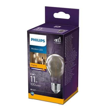 LED izzó E27 A60 2.3W = 11W 100lm 1800K melegszálas füst PHILIPS