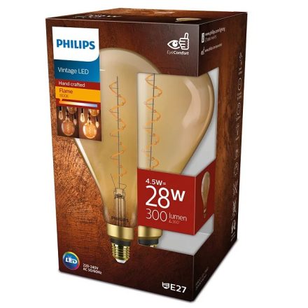 LED izzó E27 A160 4.5W = 28W 300lm 1800K meleg izzószál borostyán PHILIPS