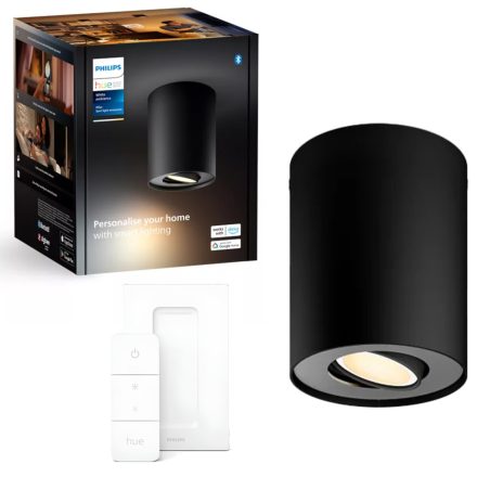 Felületre szerelt mennyezeti lámpa spotoszlop fekete 4,2 W CCT PHILIPS HUE Bluetooth Zigbee + fényerőszabályzó kapcsoló