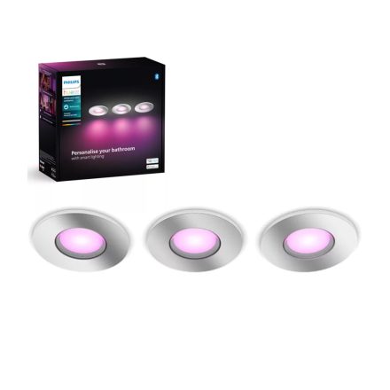 Süllyesztett LED fürdőszobai lámpatest Xamento 3x 4,2W IP44 CCT RGB kerek PHILIPS HUE Bluetooth