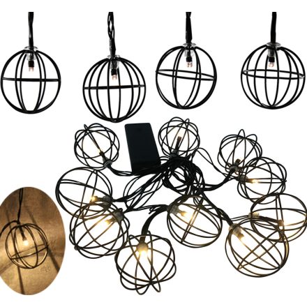 Elemes LED Garden Garland 2,1 m, 2xAA VIBORG elemmel működik, fekete GOLDLUX (Polux)