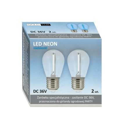 E27 FILAMENT LED izzó 0,3W Kék PARTY GOLDLUX girlandhoz (Polux) 2 DB KÉSZLET.